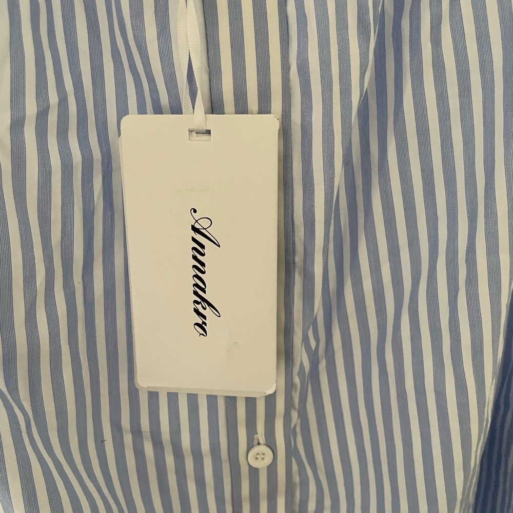 Annakro Short Sleeve Striped Blue and White Midi Dress Size XL - Picture 5 of 5